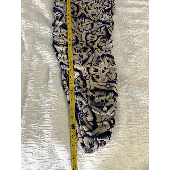 House of Harlow One Shoulder Ruched Dress, Blue, Cream Size XS - Picture 5 of 5